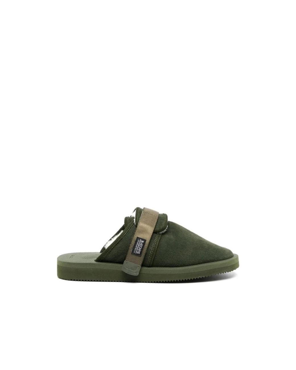 Suicoke Schoenen ,Groen ,Leer Mules Sandalen Olijf Logo Rubber Leer in het Green voor heren