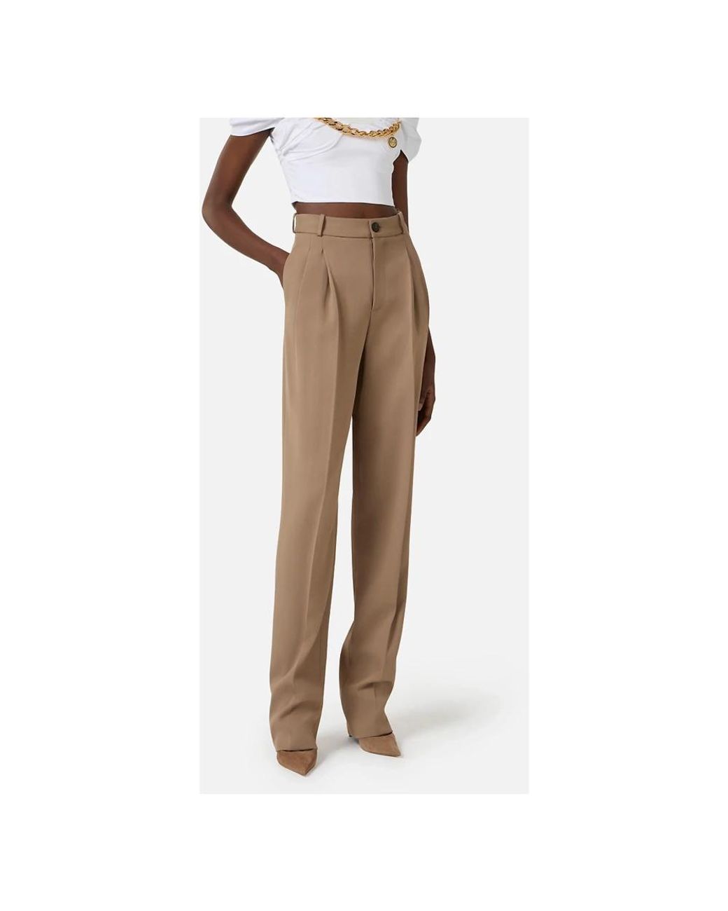 Elisabetta Franchi Natural Wide Trousers