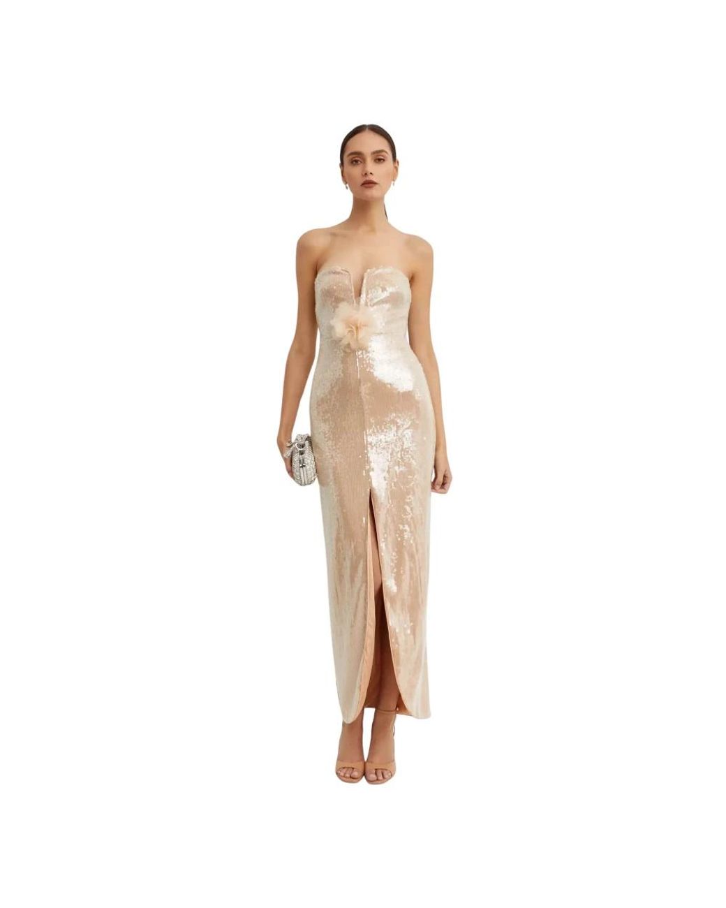 Self-Portrait Kleedjes ,Polyester Paillet Maxi Jurk Elegant Room in het Natural