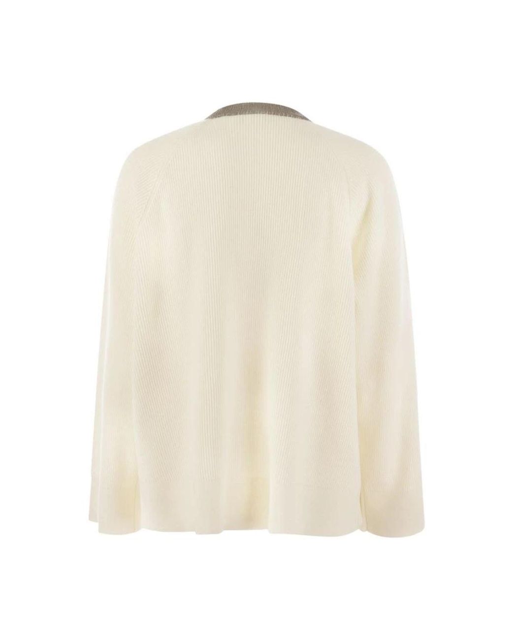 Brunello Cucinelli White Round-Neck Knitwear