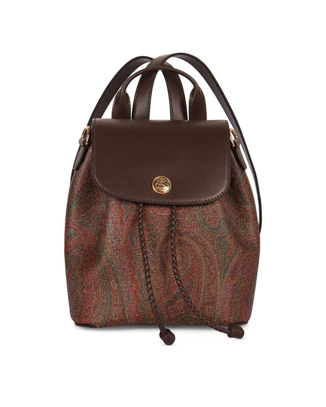 Etro Tassen ,Bruin ,Leer Kleine Arnica Paisley Rugzak in het Brown
