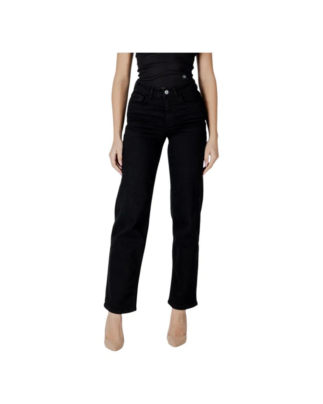 Ichi Jeans ,Zwart ,Katoen Wijde Jeans Voor Vrouwen Lente/Zomer Collectie in het Black