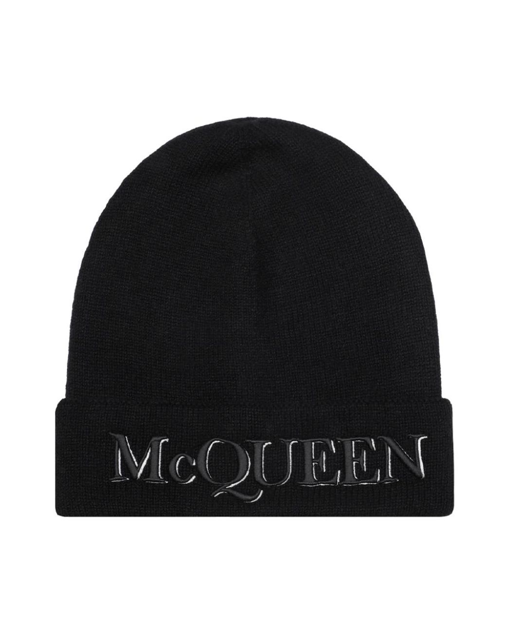 McQueen Gerippte Cashmere Beanie in Black für Herren