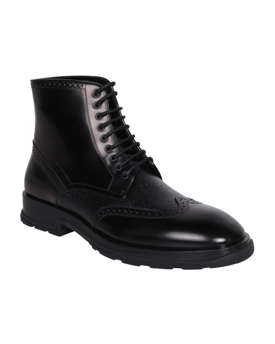 McQueen Black Lace-Up Boots for men