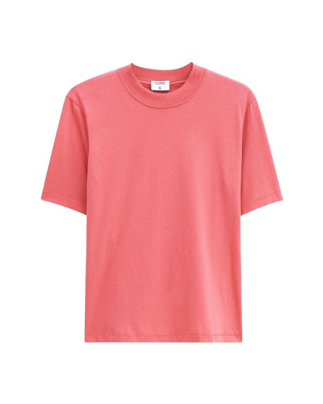 Filippa K Tops ,Rood ,Katoen Mock Neck T-Shirt Met Moderne Details in het Pink