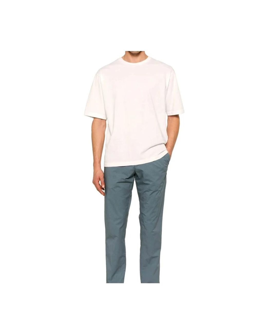 White Sand Blue Slim-Fit Trousers for men