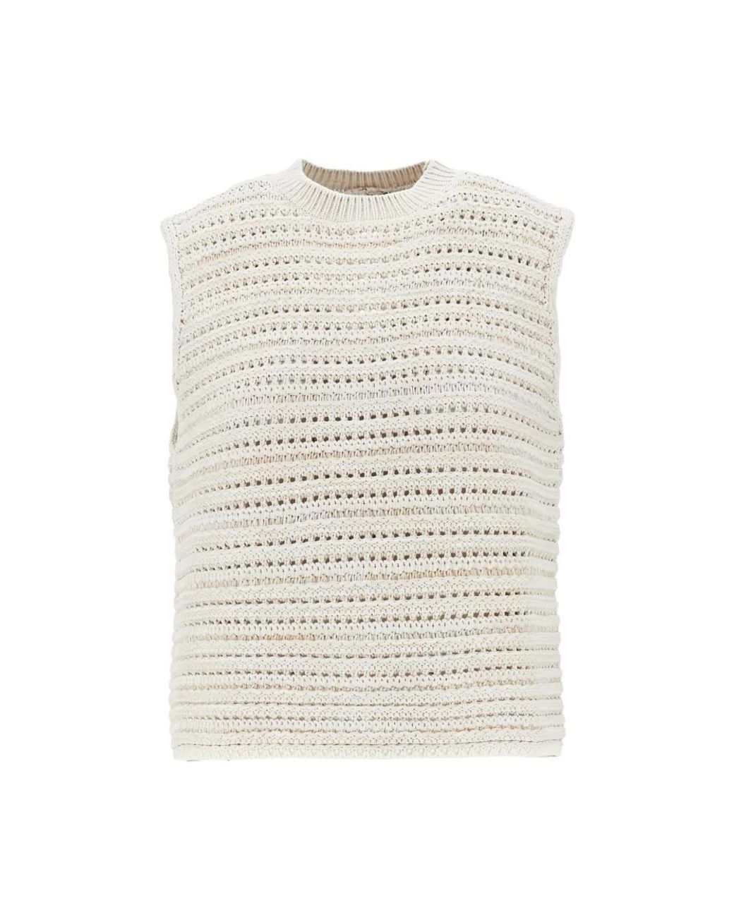 Emporio Armani Natural Openworked Knit Top