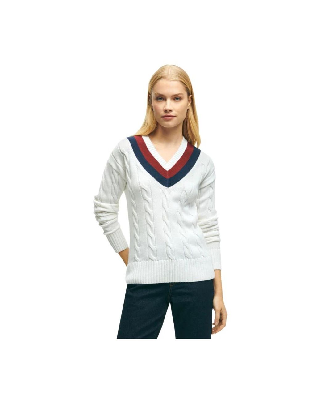 Brooks Brothers Truien & Vesten ,Wit ,Katoen Supima Katoenen Tennis Trui in het White