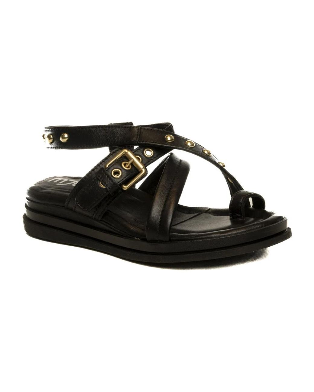 Mjus Black Flat Sandals