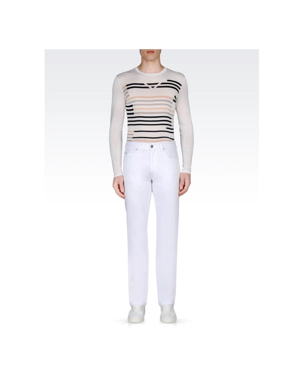 Armani White Straight Fit Jeans for men