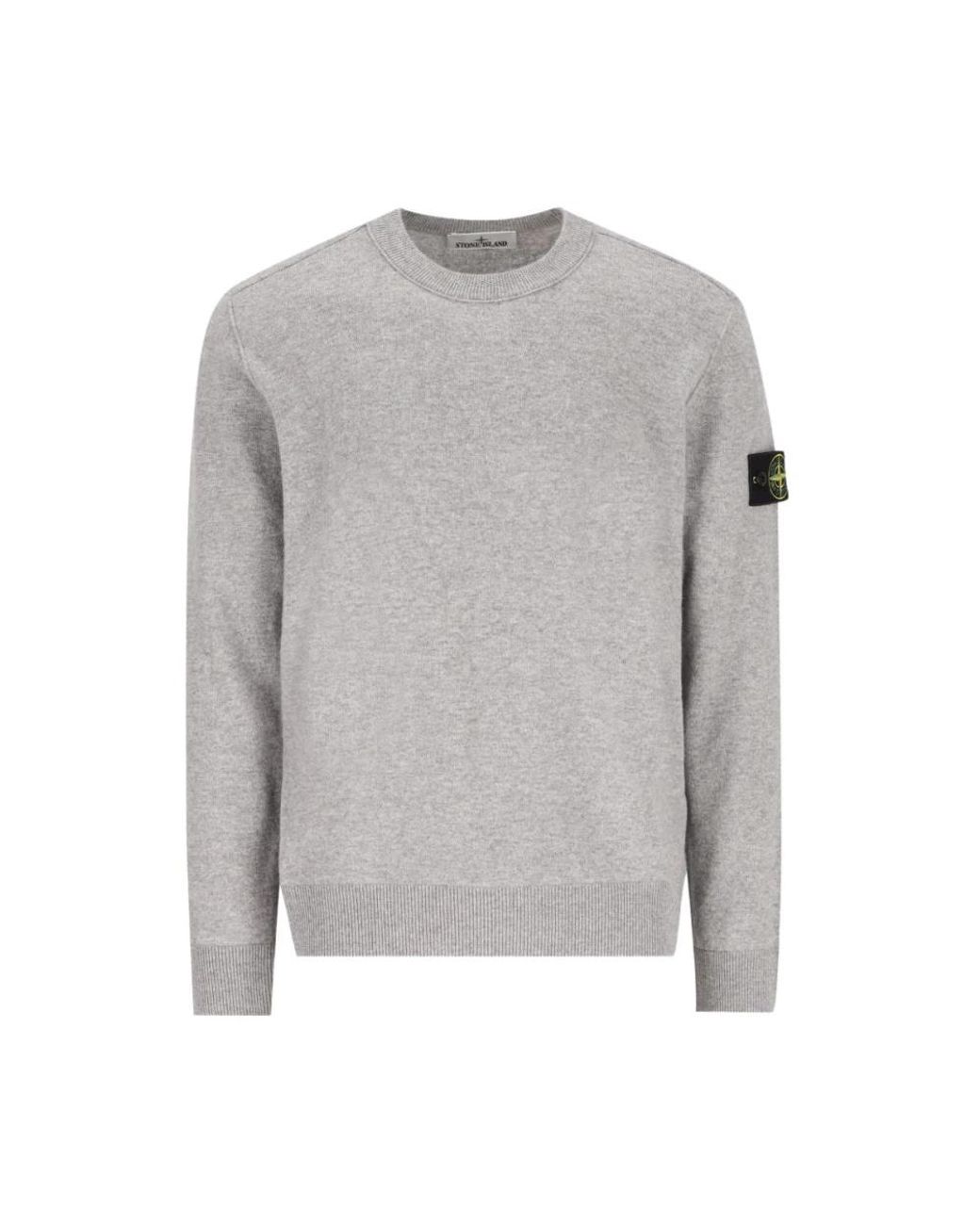 Stone Island Gray Round-Neck Knitwear for men