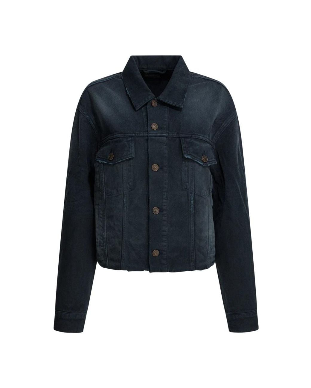 Balenciaga Cropped Denim Jacket in het Blue