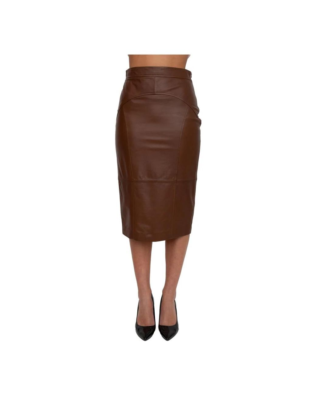 Max Mara Rokken ,Bruin ,Leer Taiga Skirt in het Brown