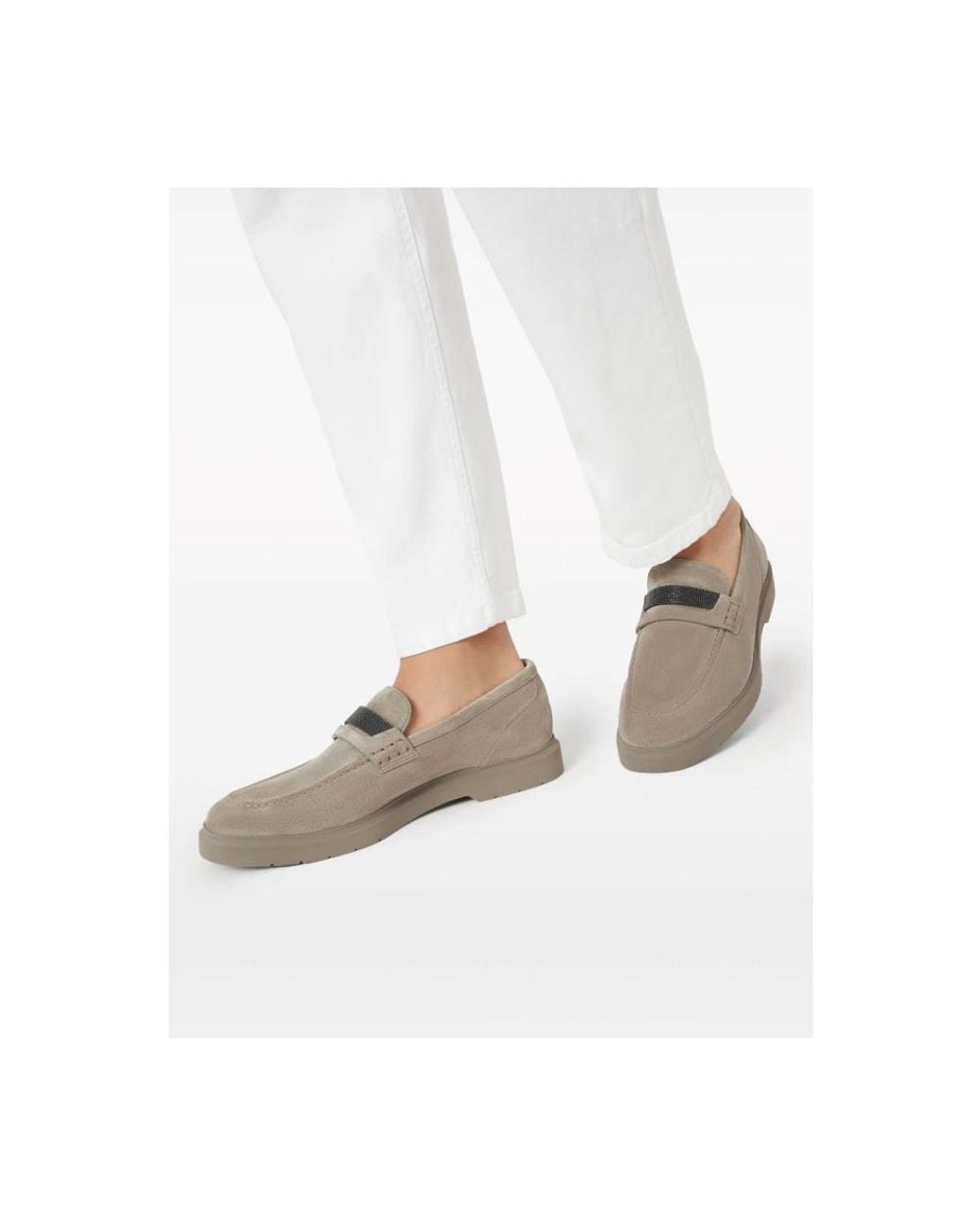 Brunello Cucinelli Gray Penny Loafers