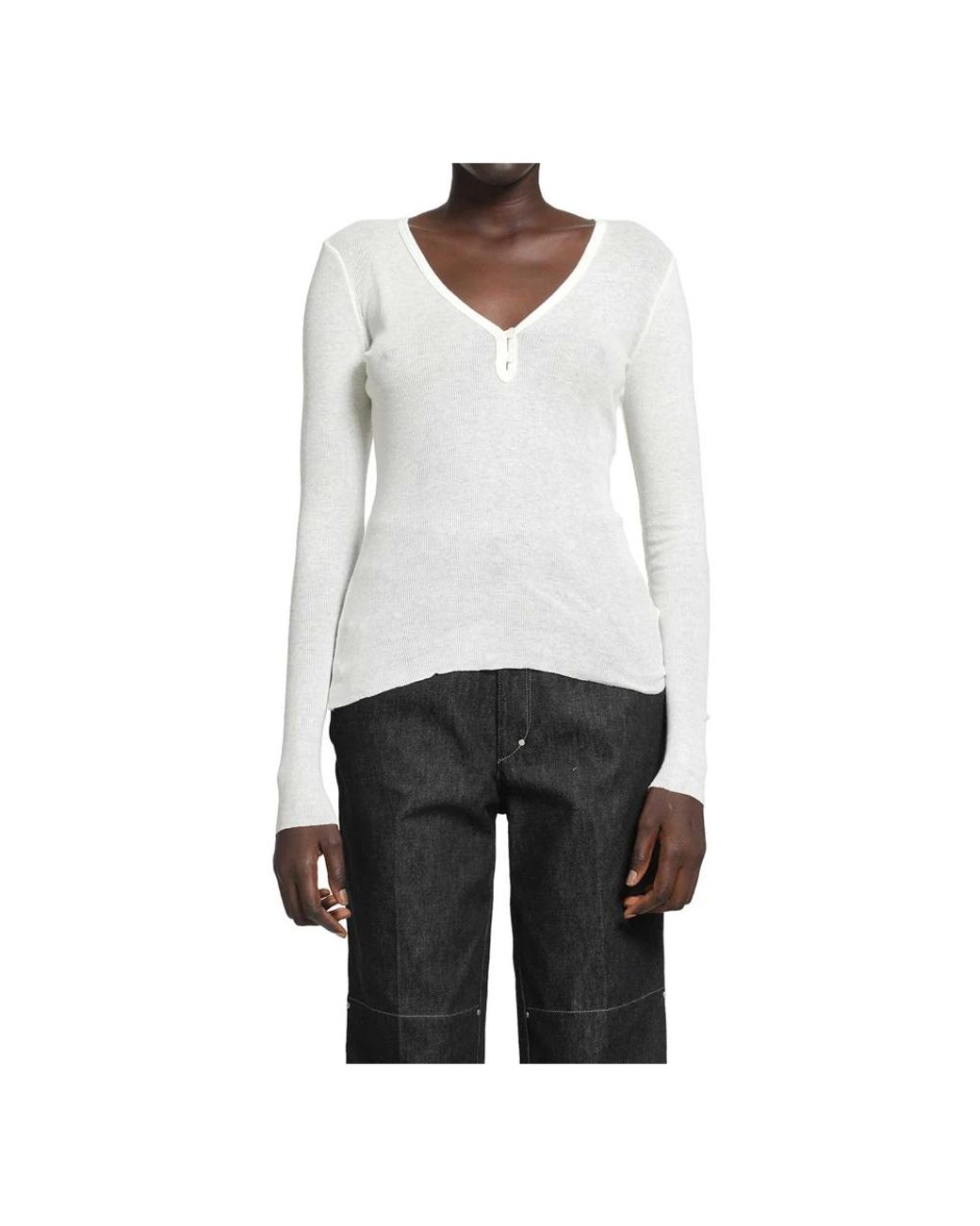 James Perse White V-Neck Knitwear