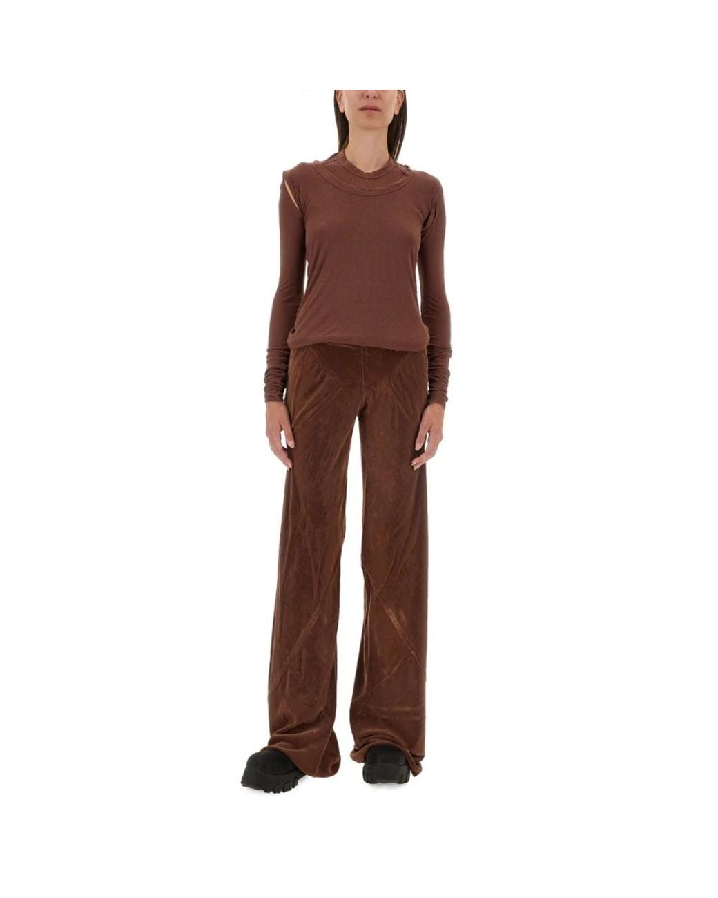 Rick Owens Brown Wide Trousers