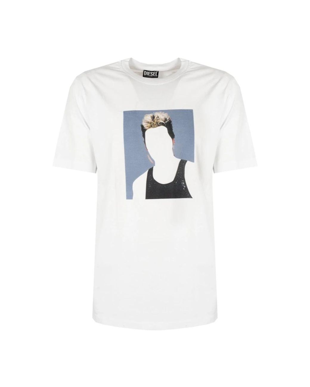 DIESEL Tops ,Wit ,Katoen Minimalistisch T-Shirt Met Ronde Hals in het Blue voor heren