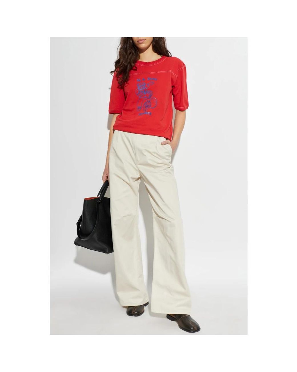 MM6 by Maison Margiela Natural Wide Trousers