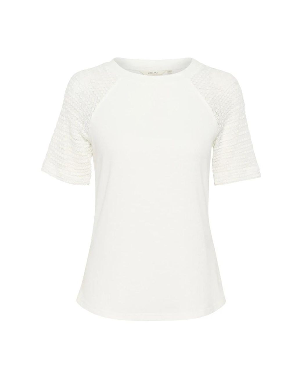 Cream Tops ,Wit ,Witte Geborduurde Tee Top Sneeuw in het White