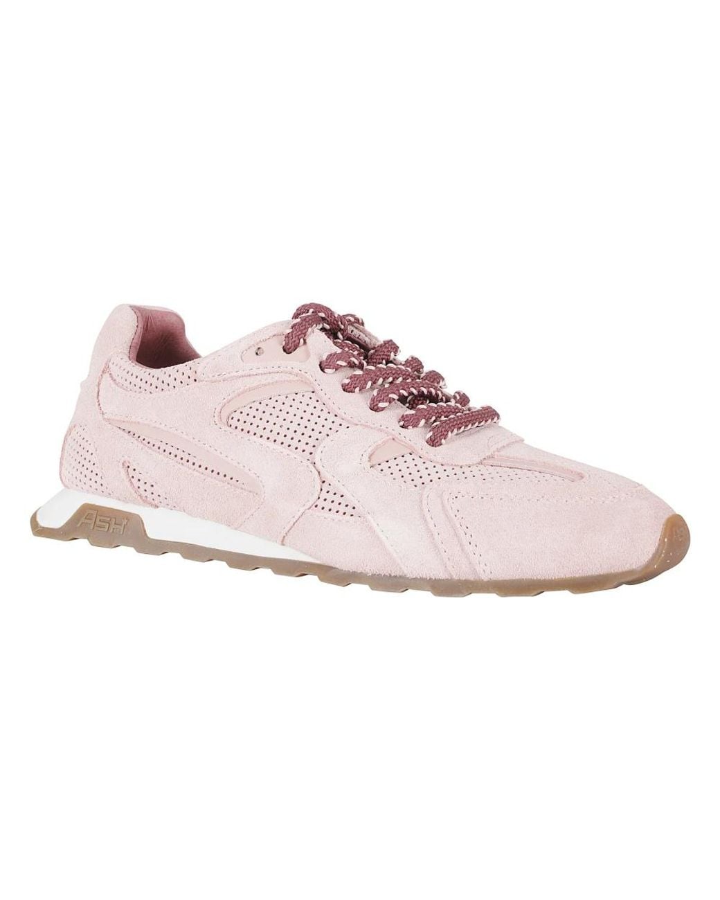 Ash Pink Kasar Suede Mesh Leather Sneakers