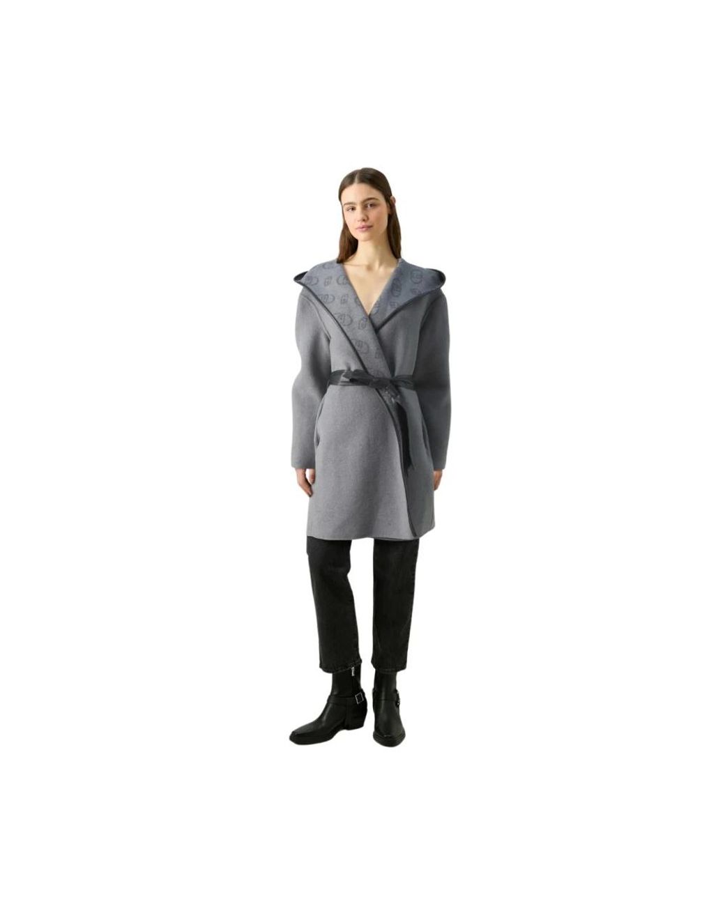 Liu Jo Gray Belted Coats