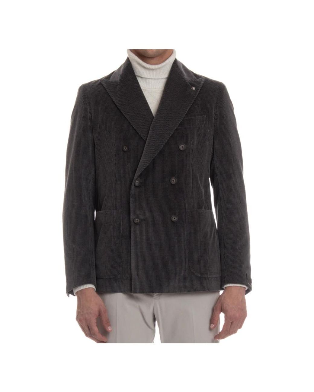 Tagliatore Jassen ,Grijs ,Katoen Montecarlo Double-Breasted Jas in het Black voor heren