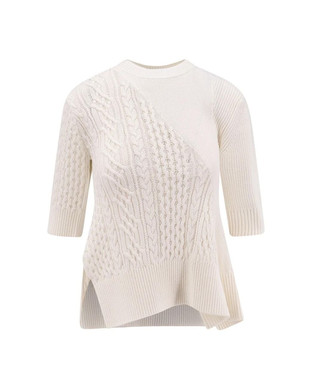 Sacai White Round-Neck Knitwear