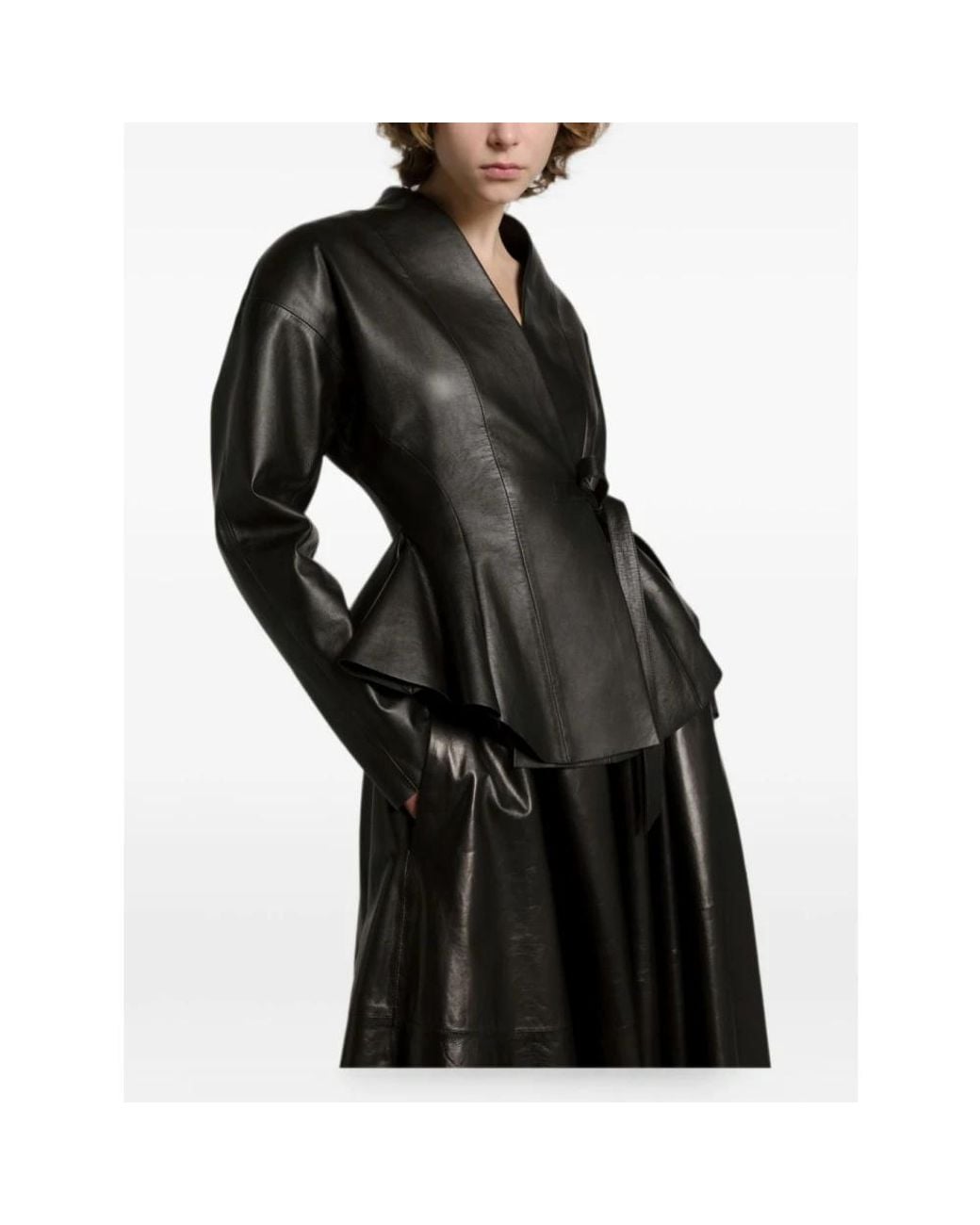 Alberta Ferretti Black Leather Skirts