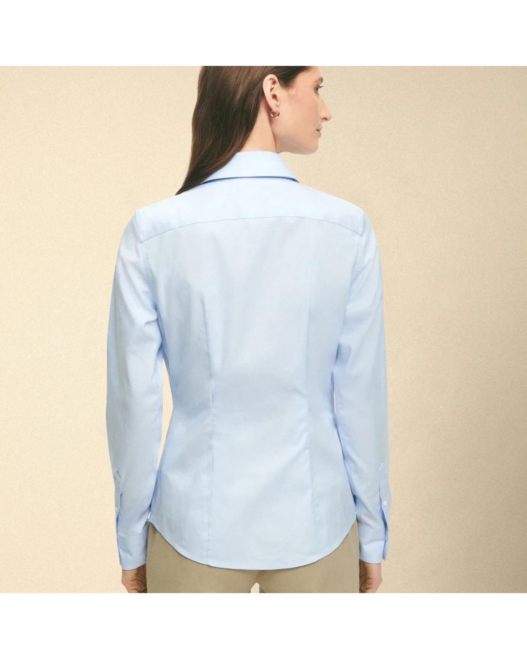 Brooks Brothers Blue Classic Fit Long Sleeve Non-iron Stretch Blouse