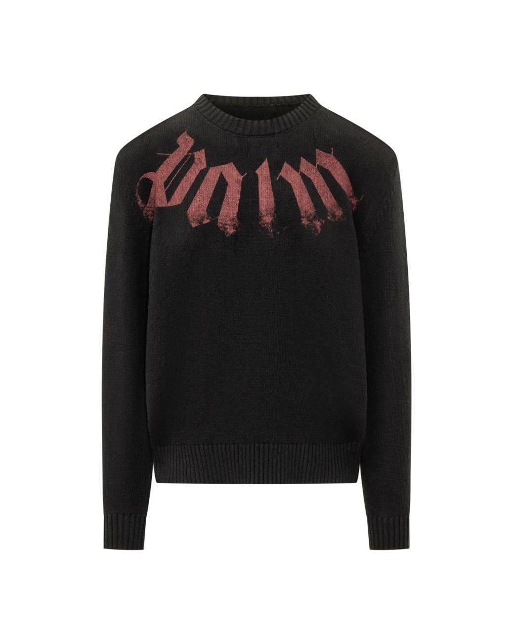 Palm Angels Black Round-Neck Knitwear for men