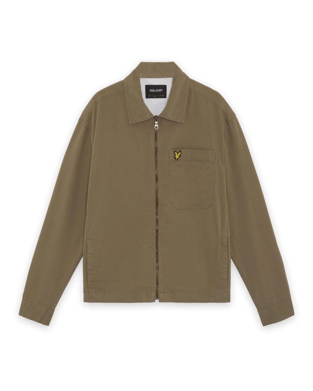 Lyle & Scott Jassen ,Groen ,Enzyme Wash Zip Through Overshirt in het Green voor heren