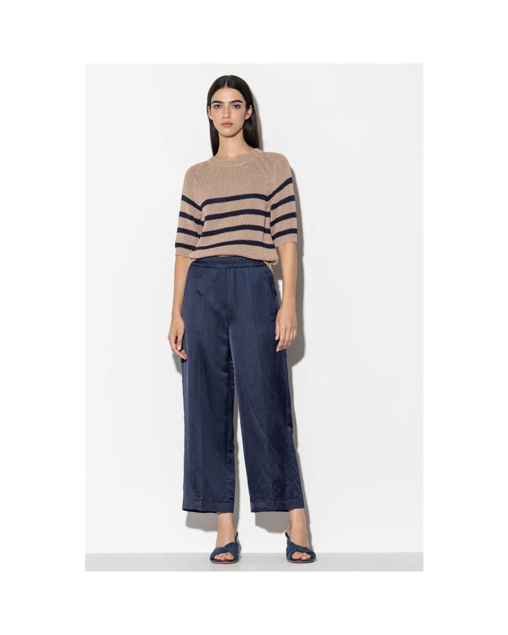 Luisa Cerano Blue Cropped Trousers