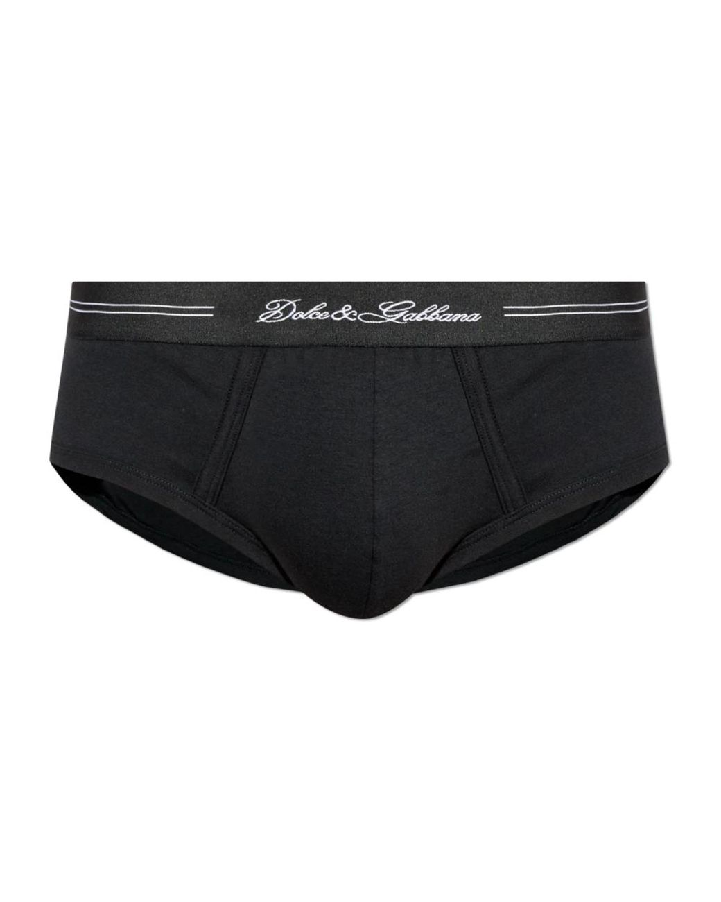 Dolce & Gabbana Ondergoed ,Zwart ,Katoen Katoenen Slip Met Logo in het Black voor heren