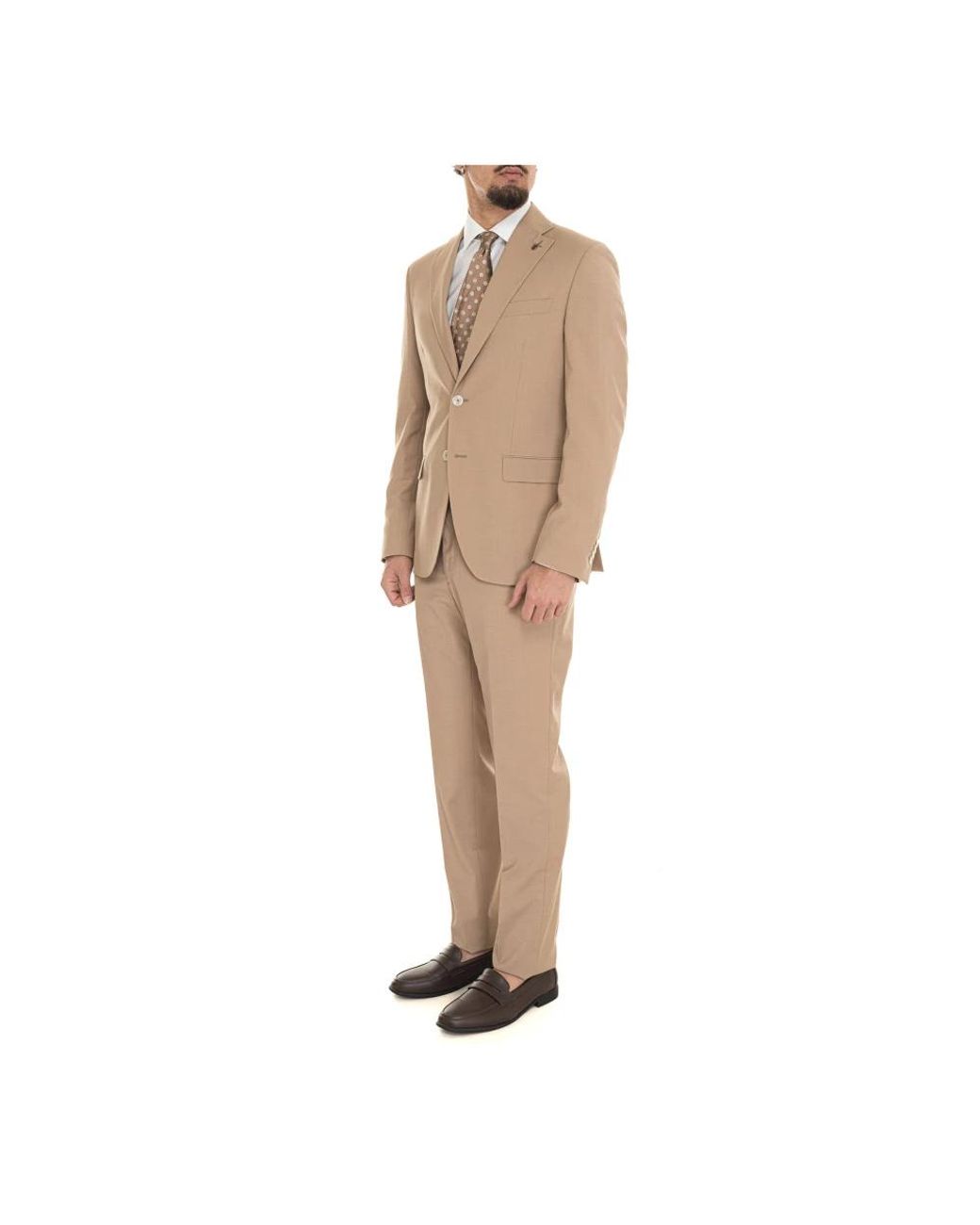 Paoloni Natural Single Breasted Suits for men