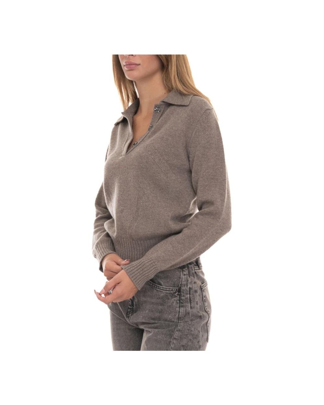 Vanisé Gray V-Neck Knitwear