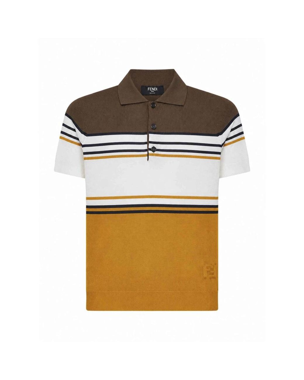Fendi Gestreepte Gebreide Poloshirt in het Brown voor heren