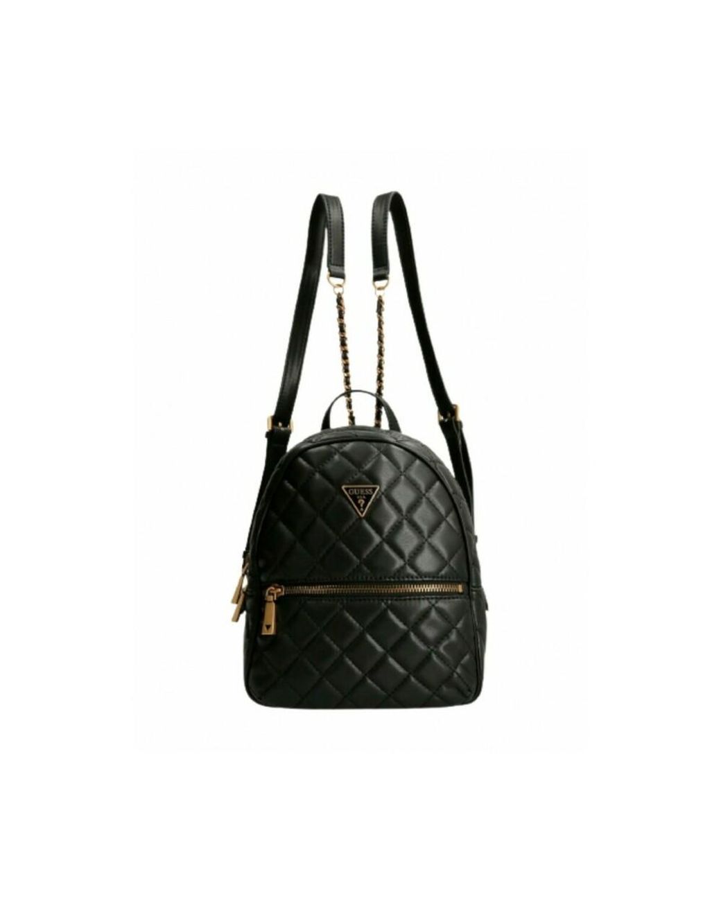 Sac à Dos GUESS Cresidia Femme - Cuir PU Noir - Logo Métal - Dimensions 23x26x11cm