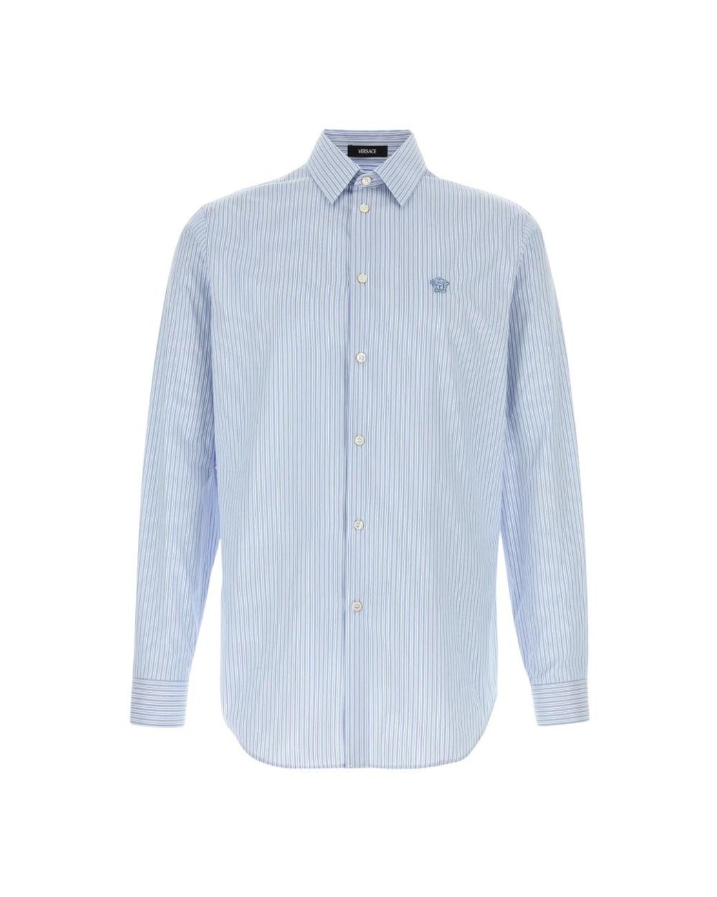 Versace Overhemden ,Blauw ,Katoen Shirt Van Katoen Kraag Lange Mouwen Sluiting Met Knopen Aan De Voorkant in het Blue voor heren