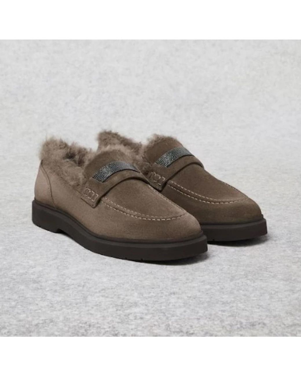 Brunello Cucinelli Gray Loafers