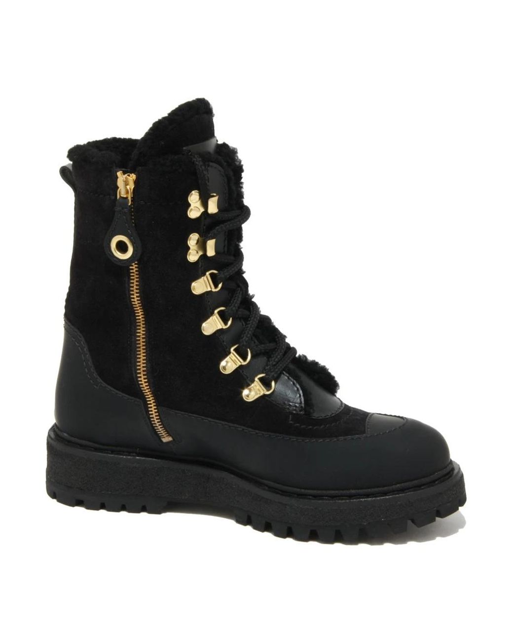 Car Shoe Black Lace-Up Boots