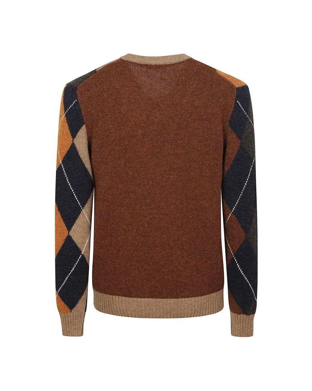 Fay Brown V-Neck Knitwear for men
