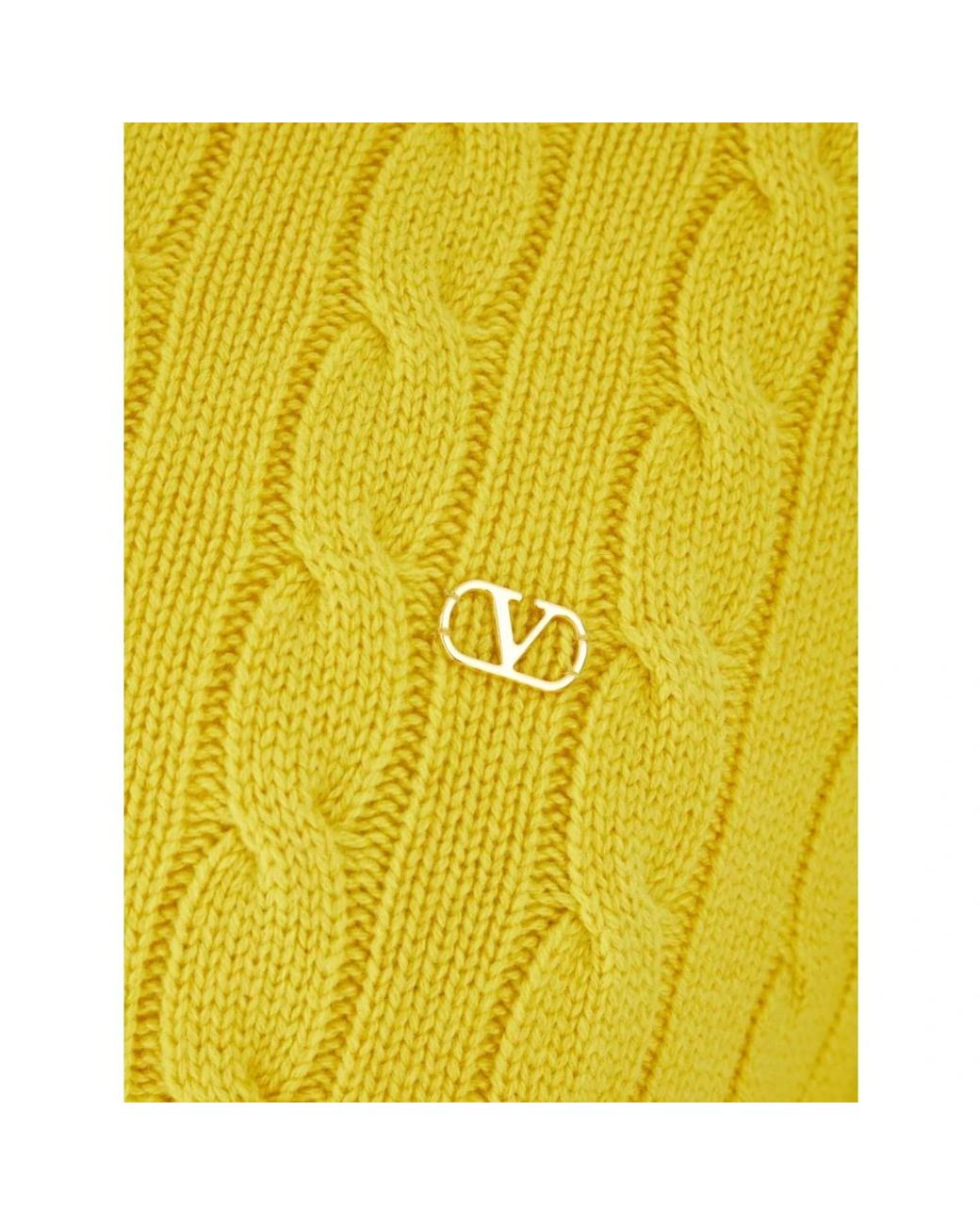 Valentino Yellow Round-Neck Knitwear for men