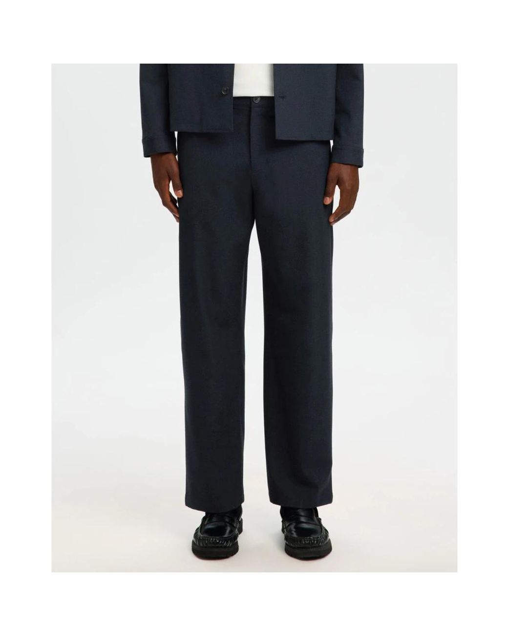 SELECTED Blue Straight Trousers for men