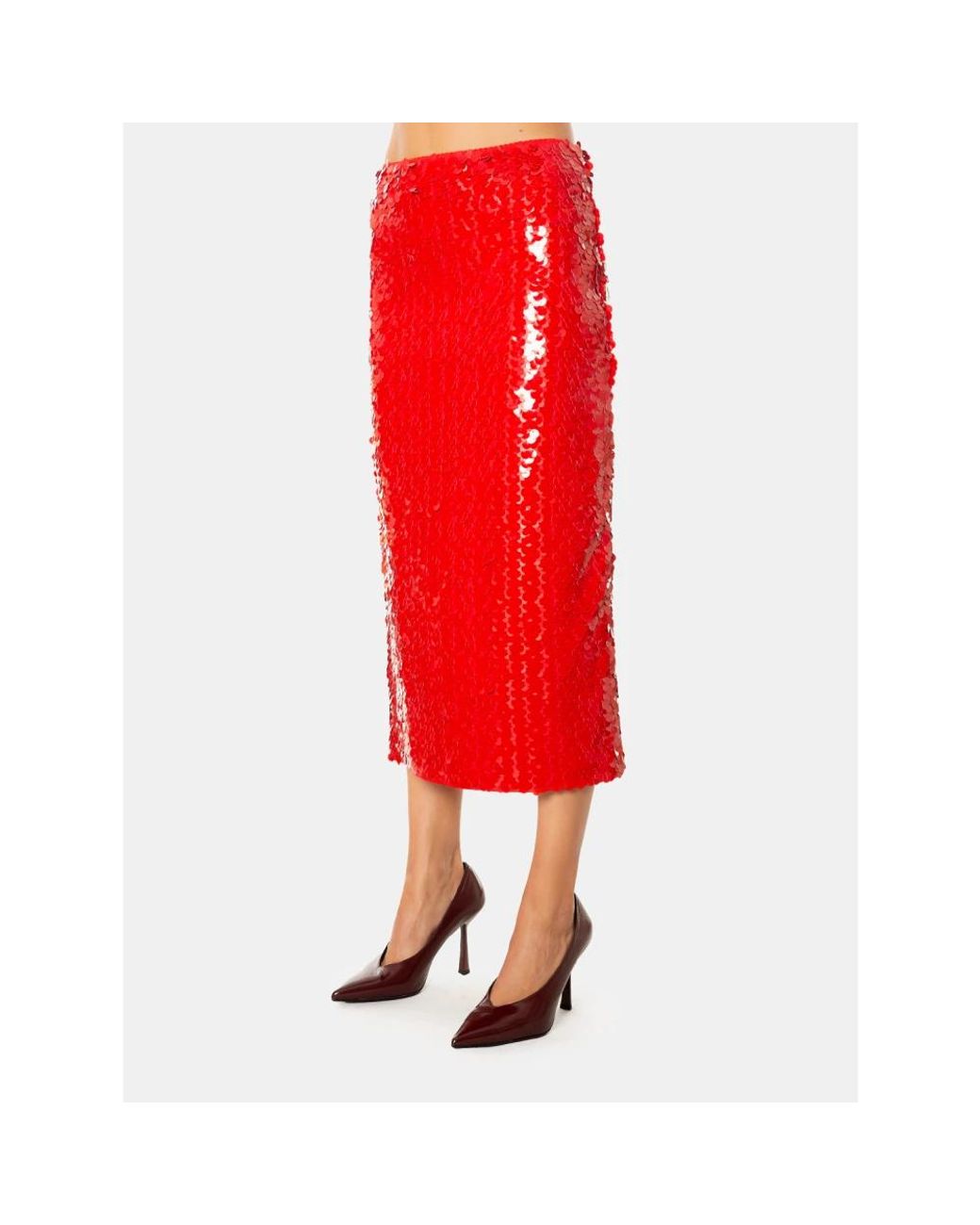 Midi Skirts Isabelle Blanche de color Red