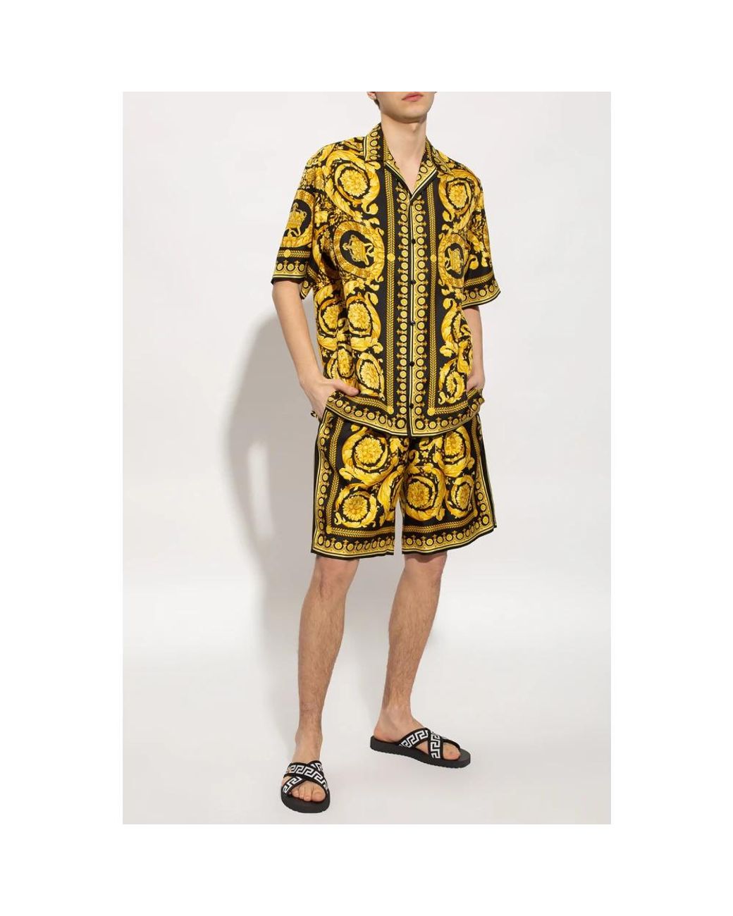 Short Sleeve Shirts di Versace in Yellow da Uomo