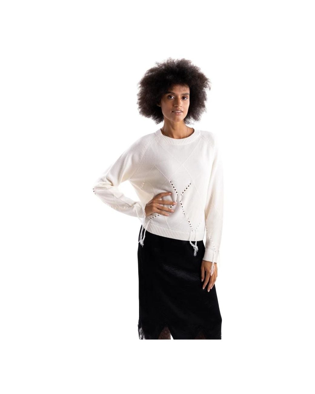 Pinko White Round-Neck Knitwear