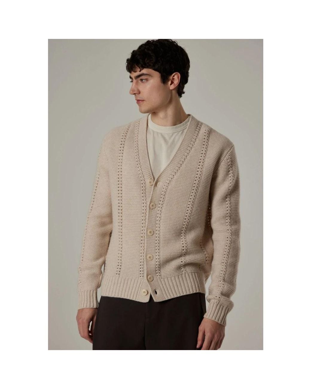 Daniele Fiesoli Natural V-Neck Knitwear for men