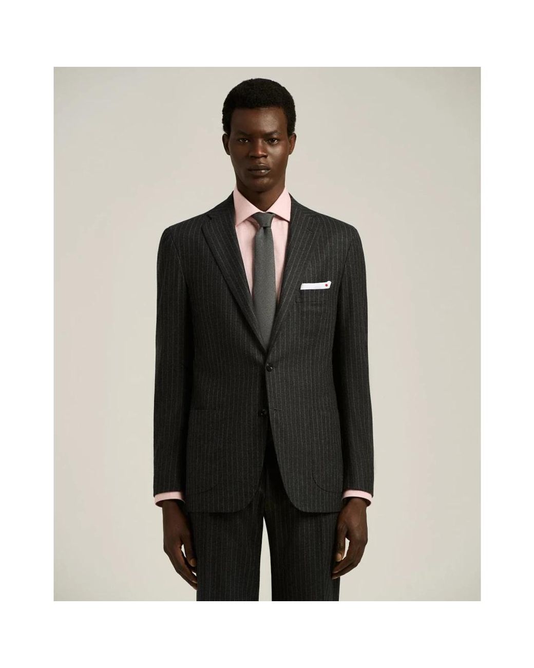Kiton Kostuums ,Zwart ,Wol Pinstripe Wol Kasjmier Pak in het Black voor heren