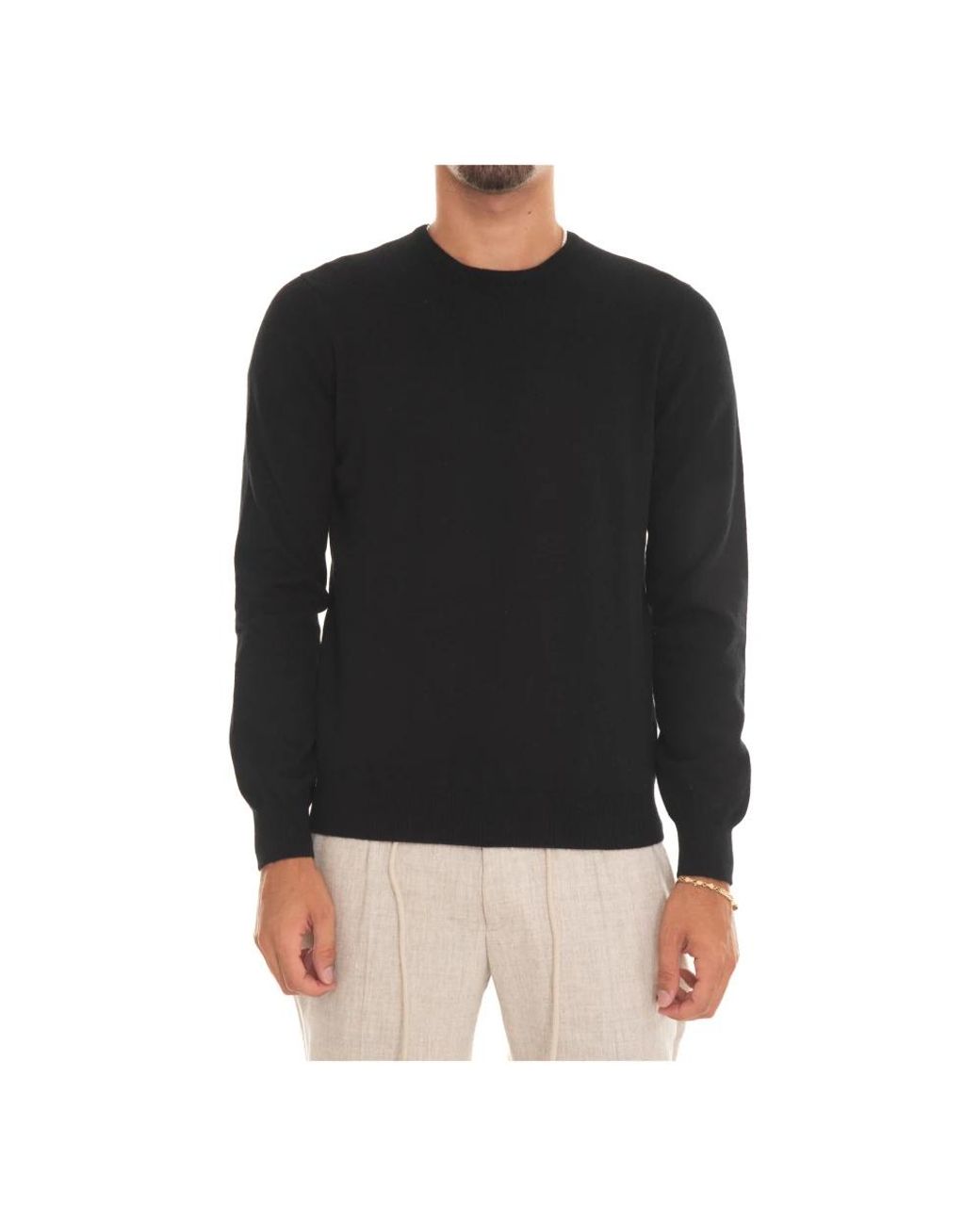 Gran Sasso Black Round-Neck Knitwear for men