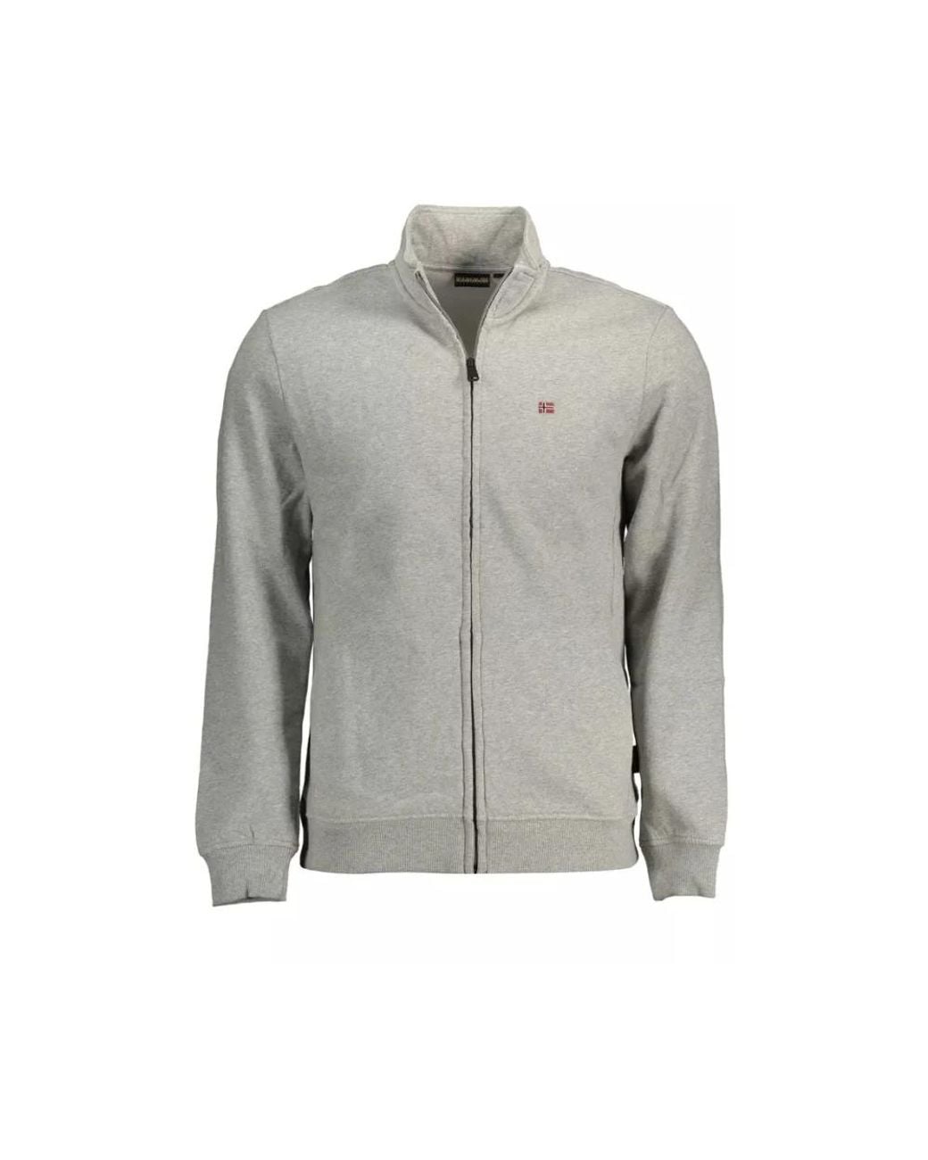 Napapijri Hoodies & Sweatvesten ,Grijs ,Katoen Geborduurde Katoenen Trui Met Rits in het Gray voor heren